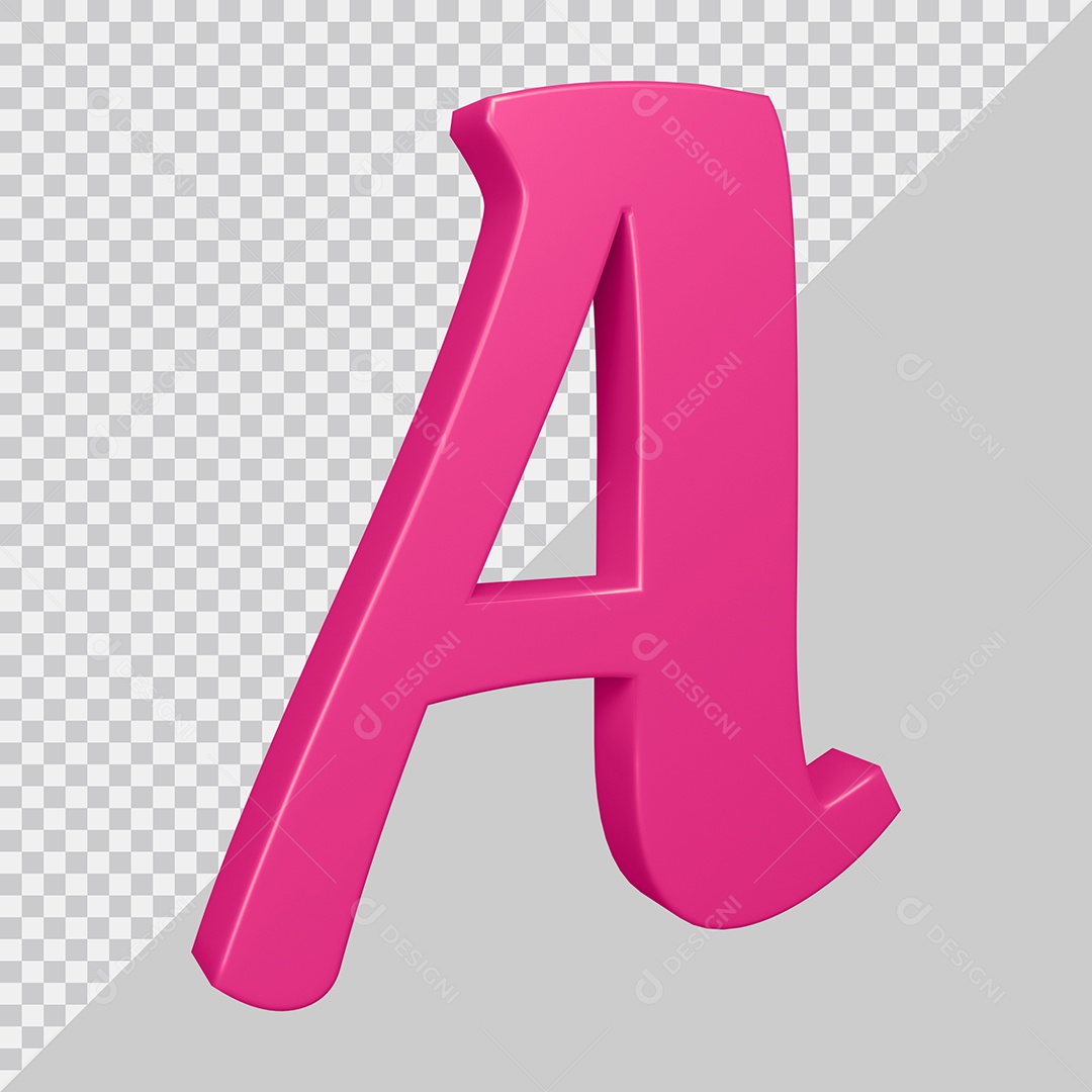 Elemento 3D Para Composição Letra A Rosa PSD