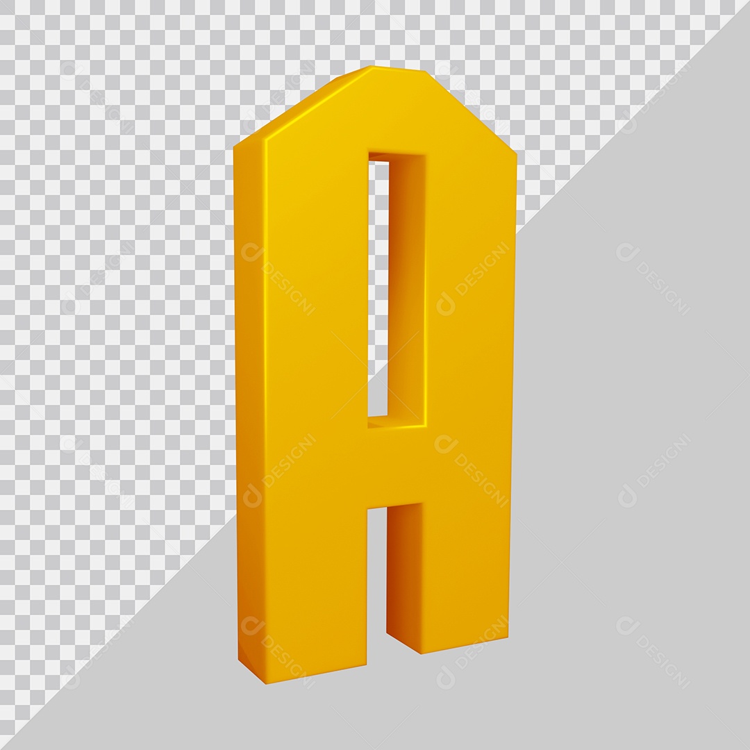 Elemento 3D Para Composição Letra A Dourado PSD