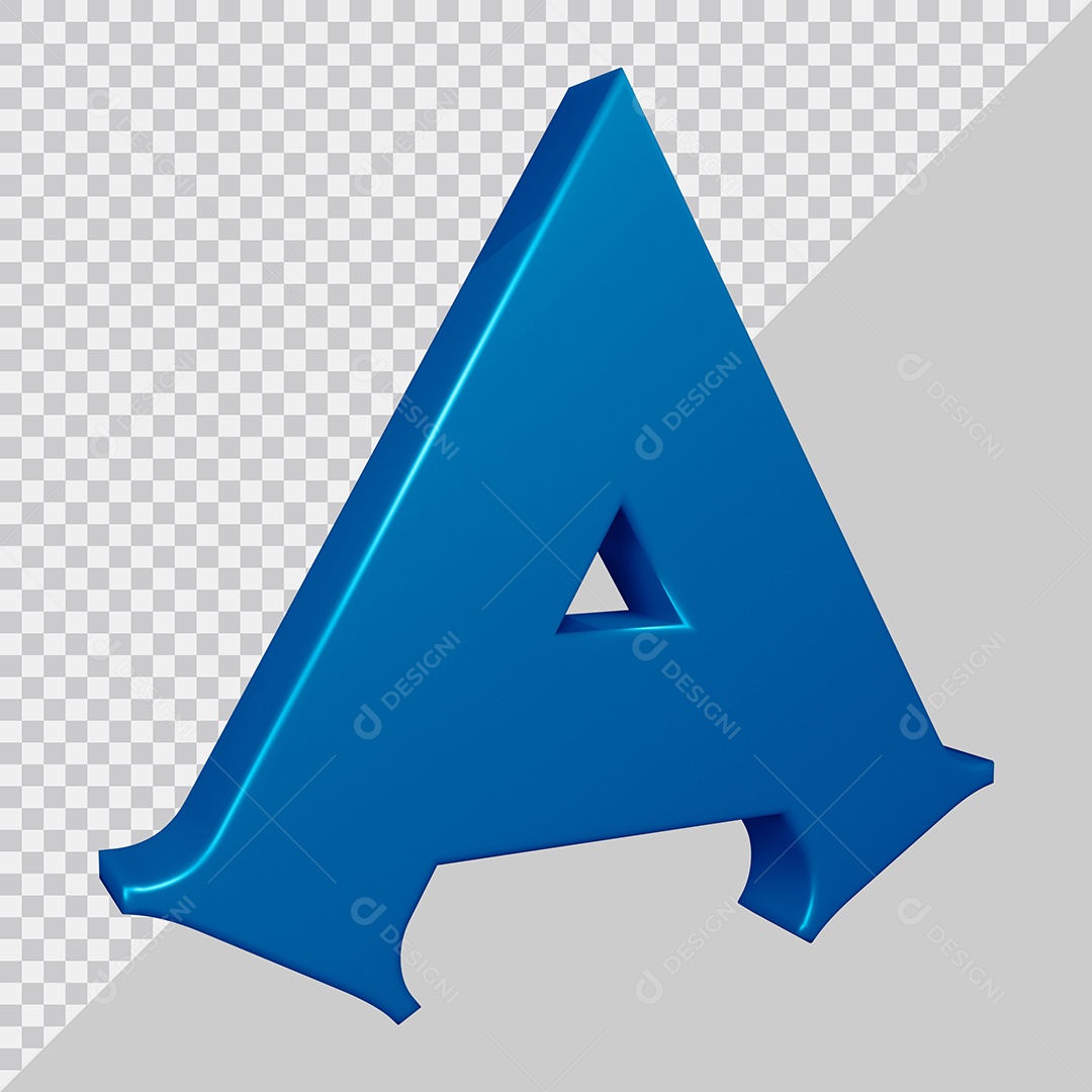 Elemento 3D Para Composição Letra A Azul PSD