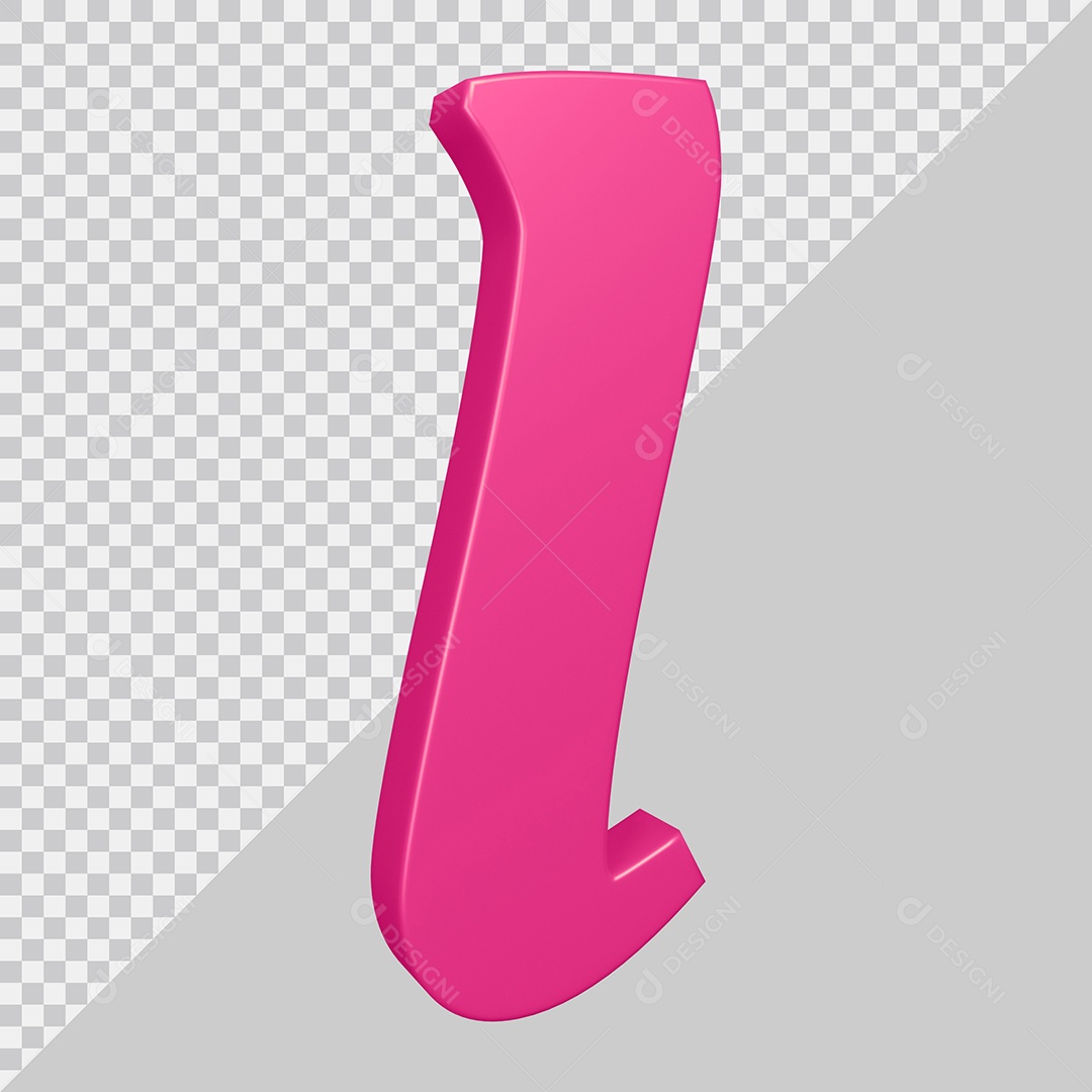 Elemento 3D Para Composição Letra I Rosa PSD