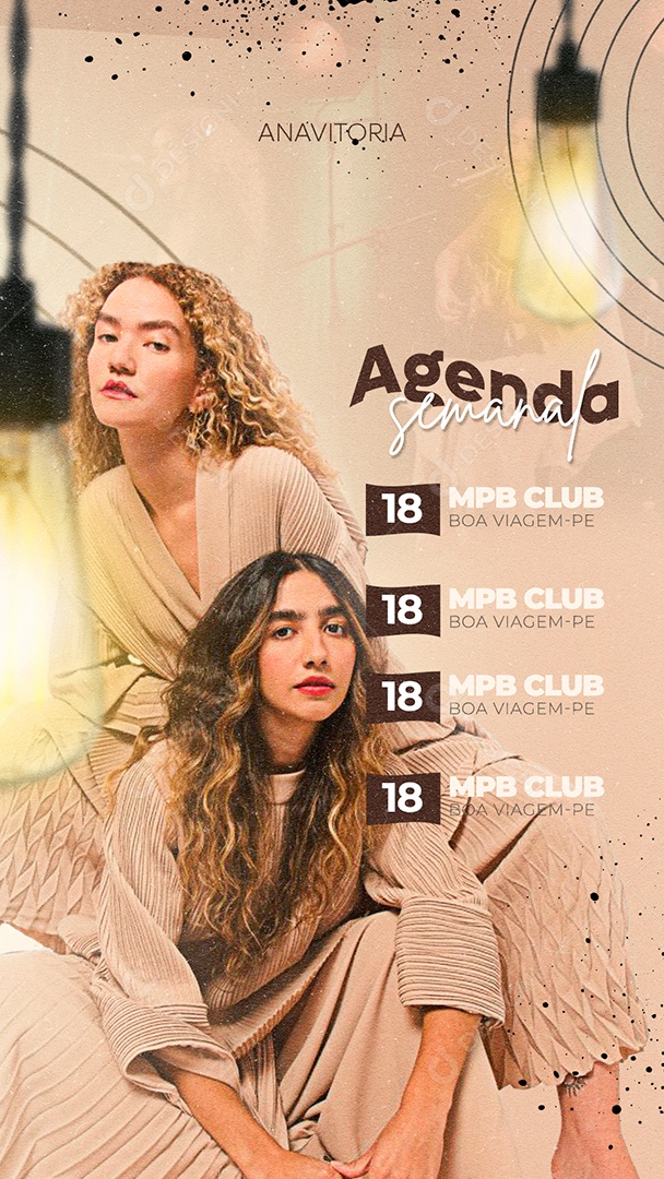 Story Agenda Semanal Ana Vitória Flyer Social Media PSD Editável