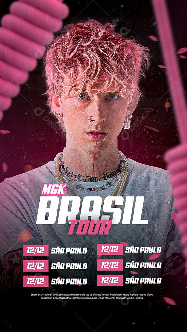 Story Brasil Tour MGK Flyer Social Media PSD Editável