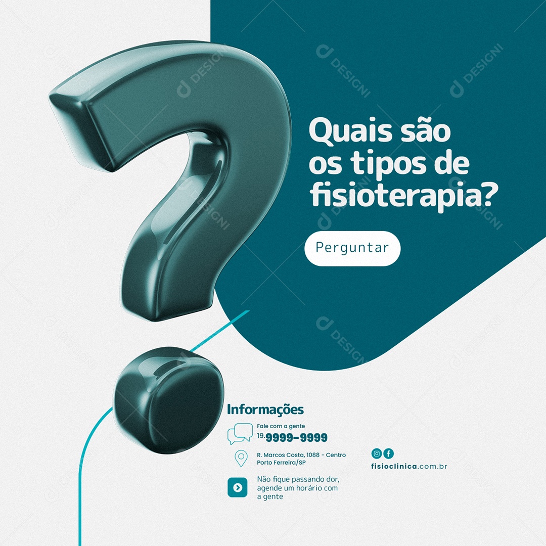 Clínica de Fisioterapia Quais São Os Tipos de Fisioterapia Social Media PSD Editável