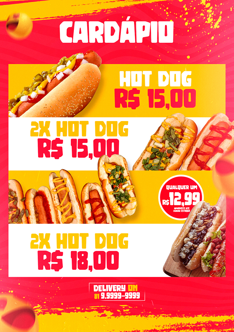 Modelo de Cardápio para Hot Dog Social Media PSD Editável