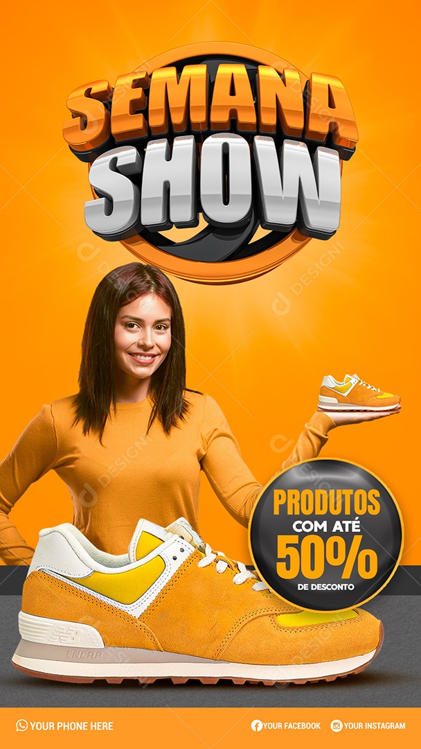 Story Produtos Com Até 50% de Desconto Semana Show Social Media PSD Editável