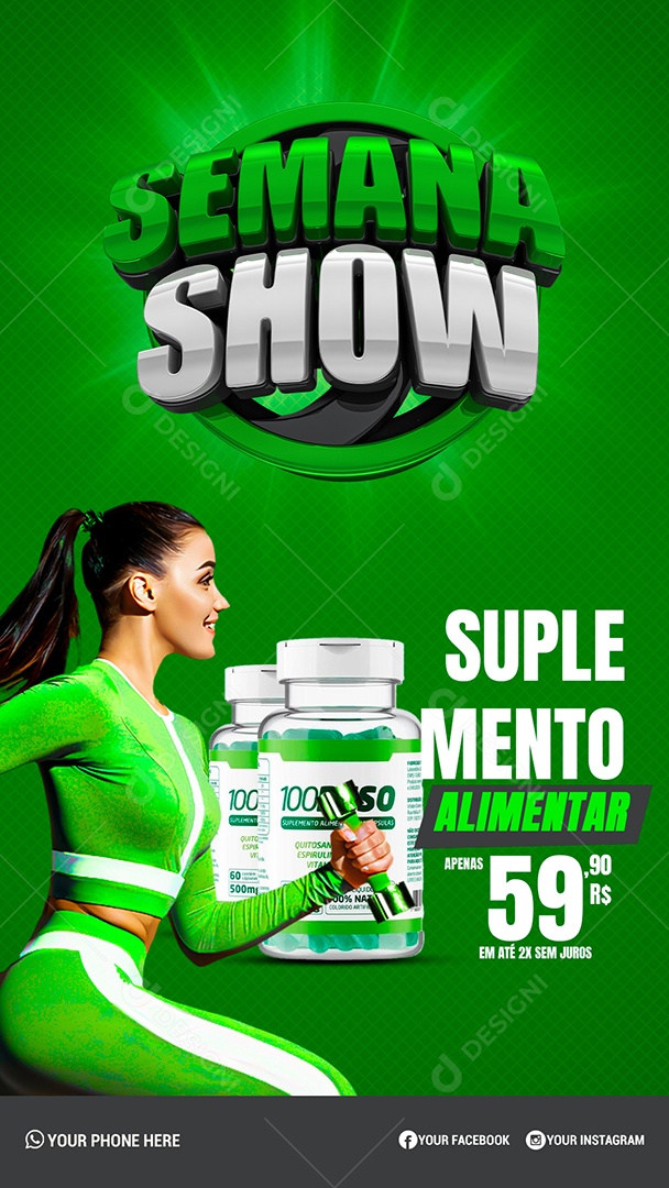 Story Suplemento Alimentar Academia Semana Show Social Media PSD Editável