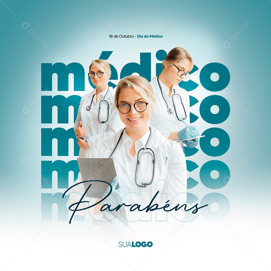 Parabéns Dia do Médico 18 de Outubro Social Media PSD Editável