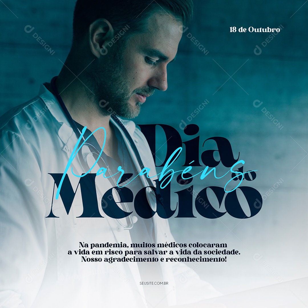 Nosso Agradecimento e Reconhecimento Dia Do Médico Social Media PSD Editável