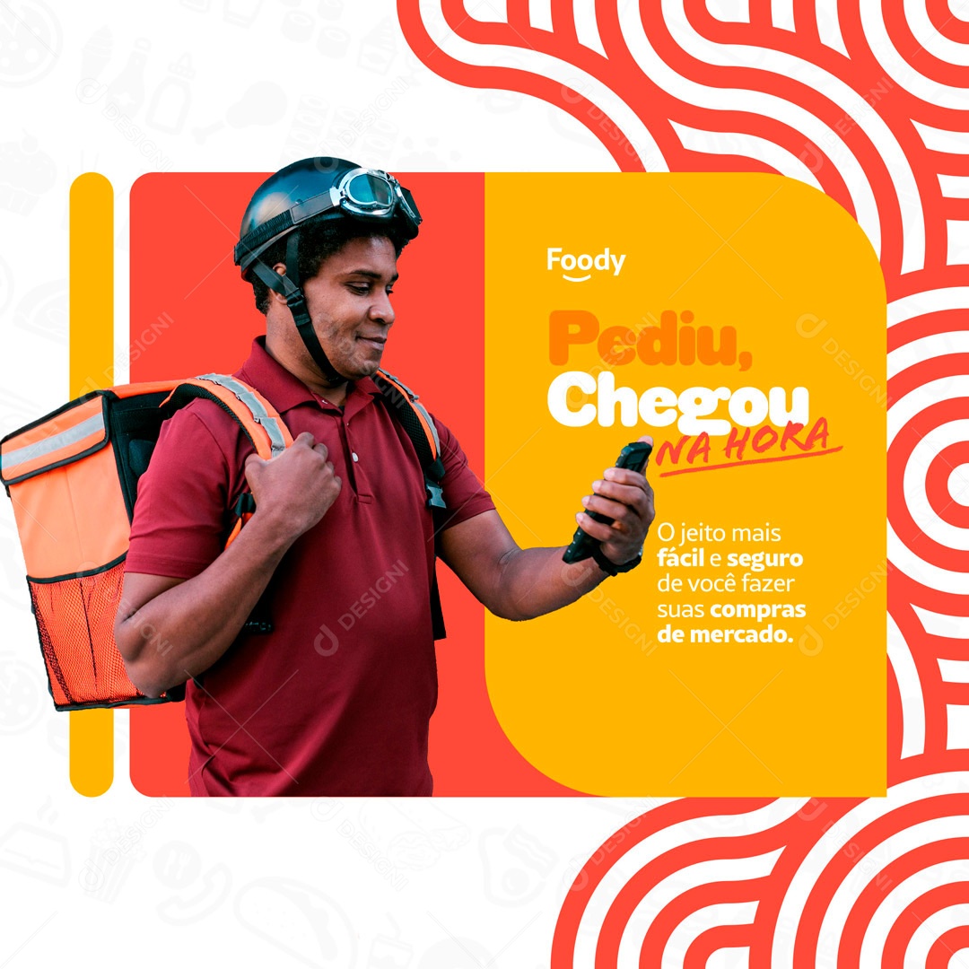 Social Media Delivery Comida Bebidas Pediu Chegou PSD Editável