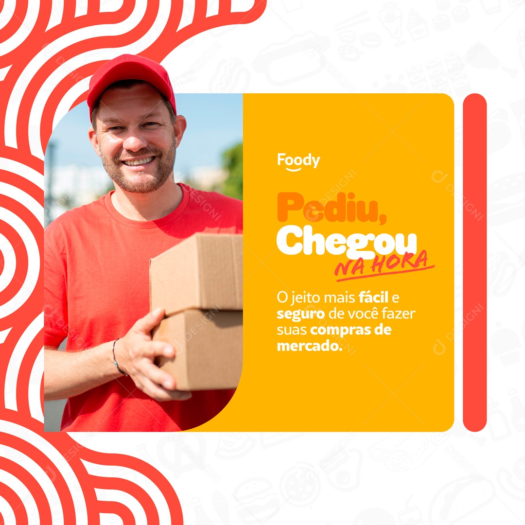 Delivery Pediu Chegou, Não Precisa Sair de Casa Social Media PSD Editável