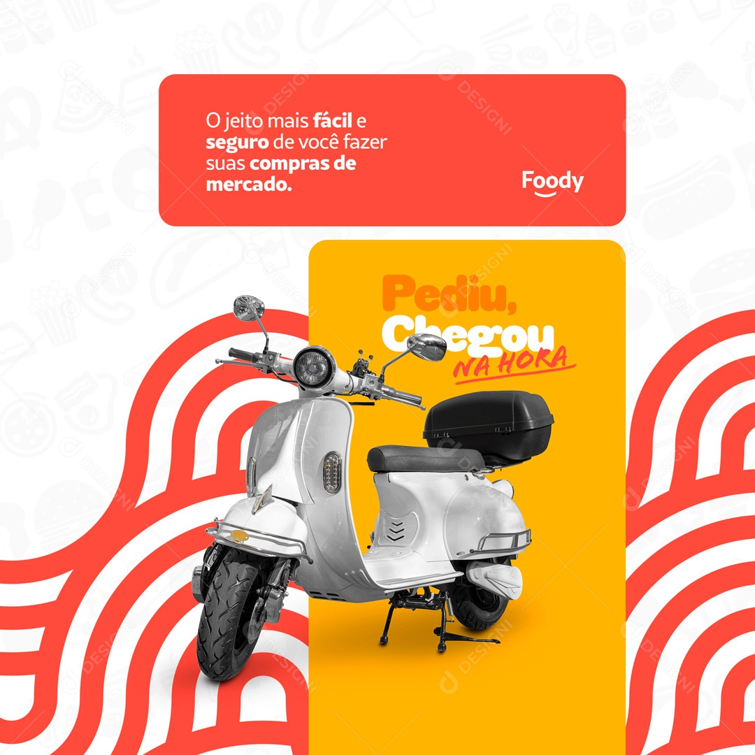 Social Media Delivery Comida Bebidas Pediu Chegou PSD Editável