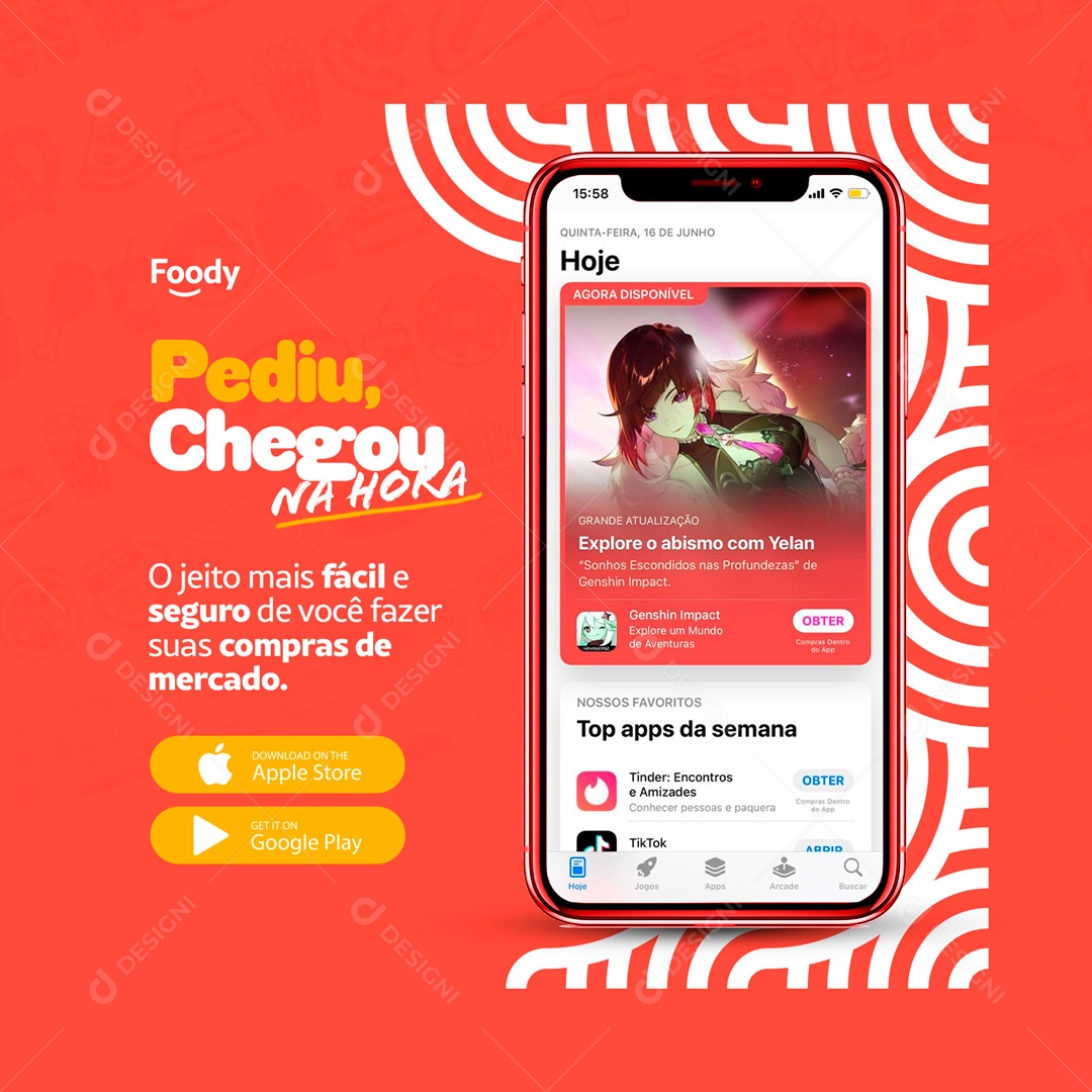 Social Media Delivery Comida Bebidas Pediu Chegou na Hora PSD Editável