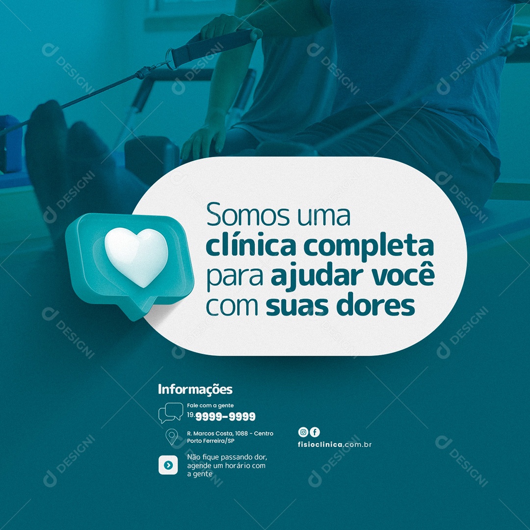 Somos Uma Clínica Completa Para Ajudar Você Com Suas Dores Clínica de Fisioterapia Social Media PSD Editável
