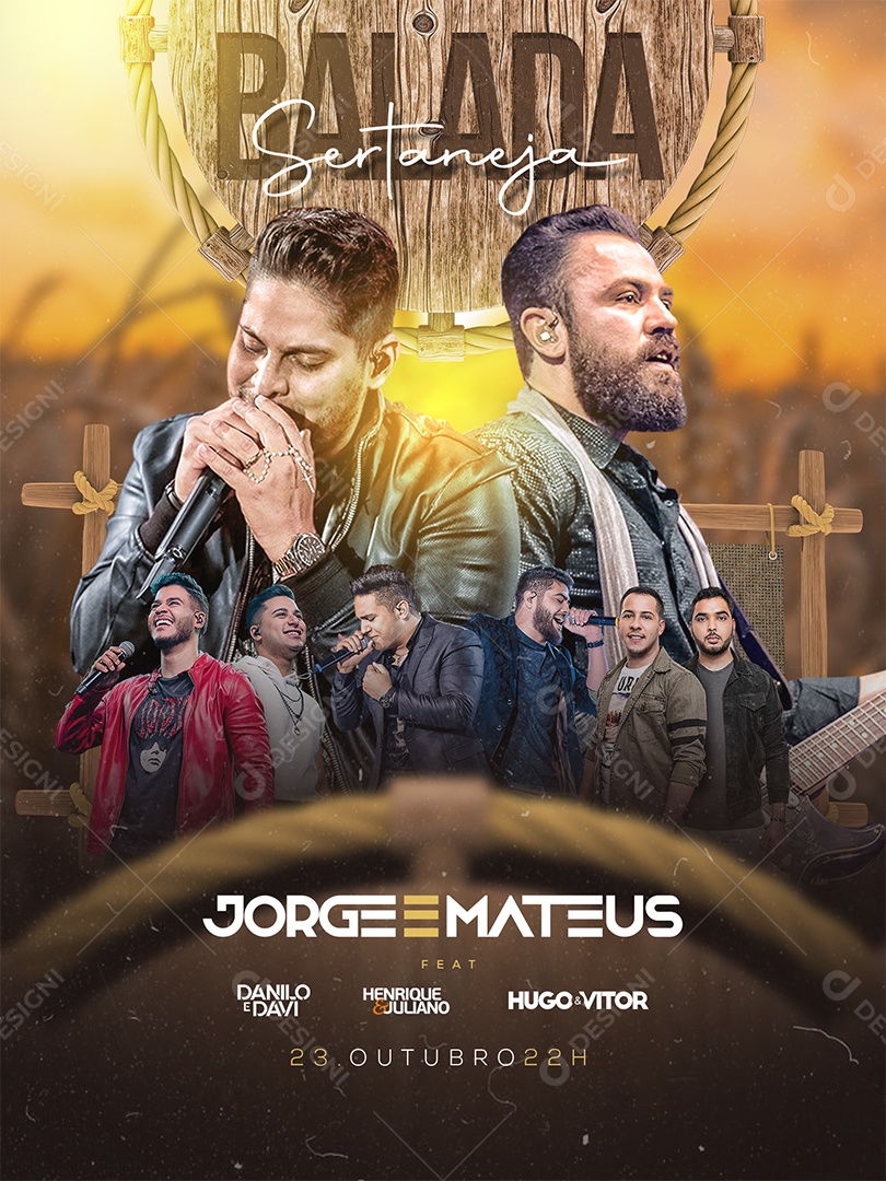Social Media Flyer Balada Sertaneja Cantores Jorge e Matheus PSD Editável