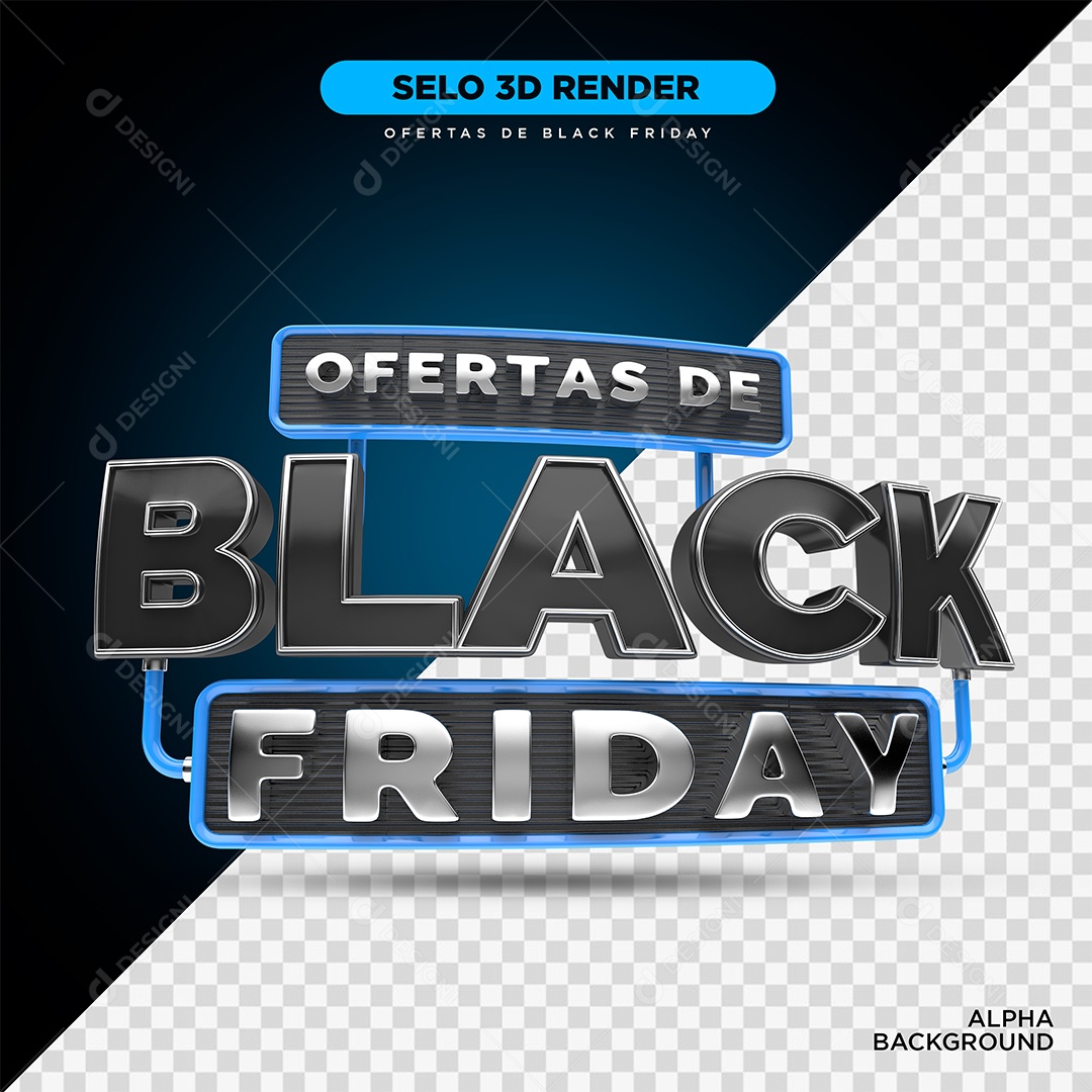Ofertas de Black Friday Selo 3D Para Composição PSD
