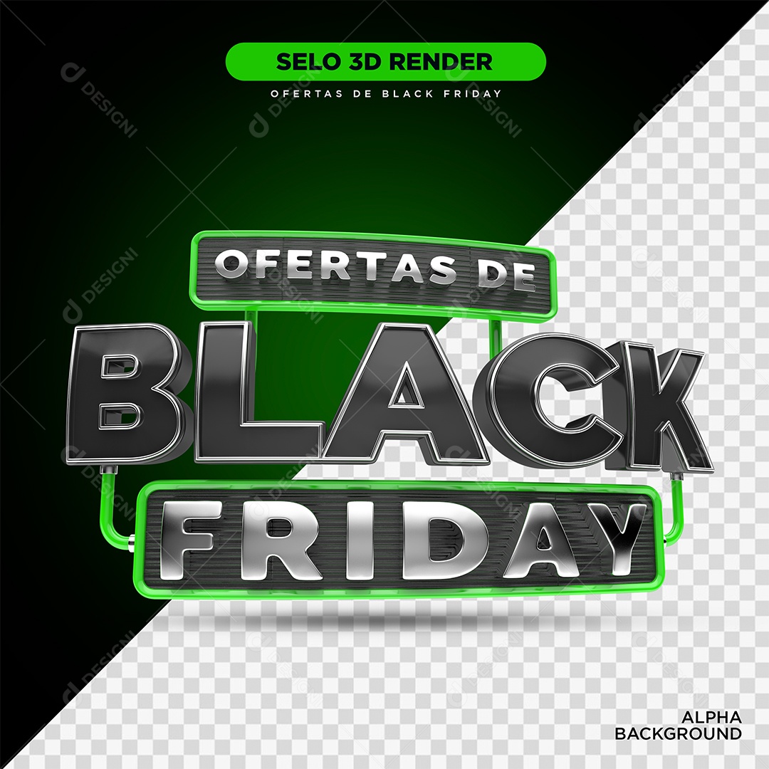 Ofertas de Black Friday Selo 3D Para Composição PSD