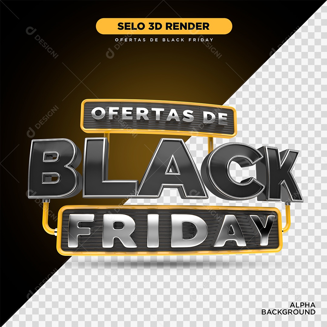 Ofertas de Black Friday Selo 3D Para Composição PSD