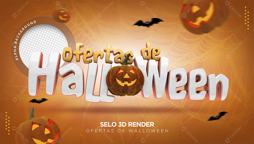 Ofertas de Halloween Texto 3D Para Composição PSD