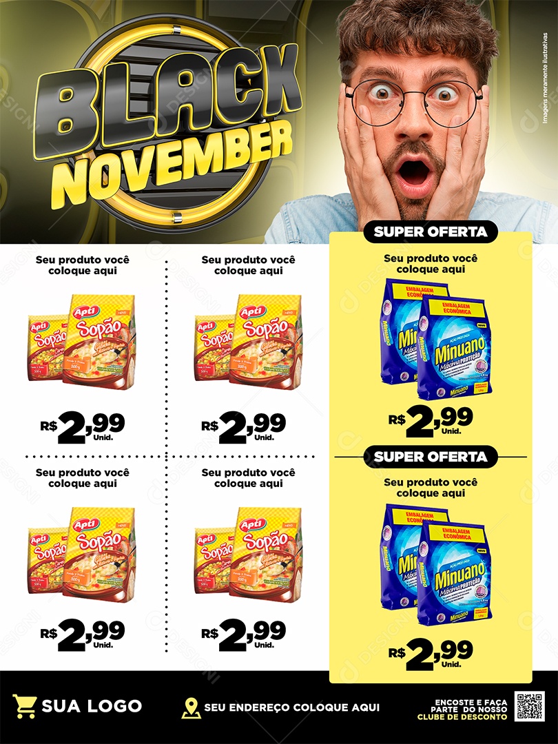 Social Media Encarte Supermercado Black November PSD Editável