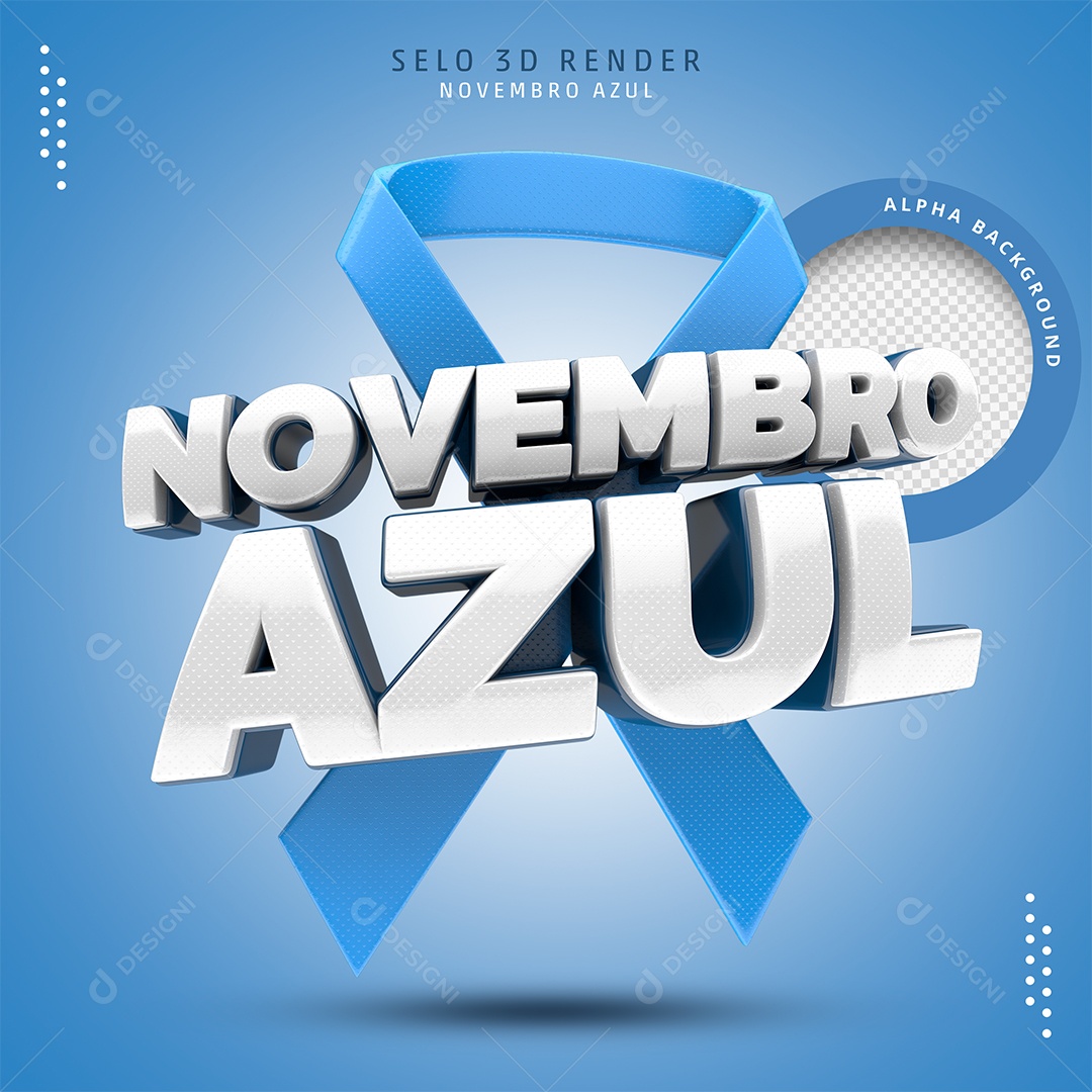 Selo 3D Novembro Azul Para Composição PSD