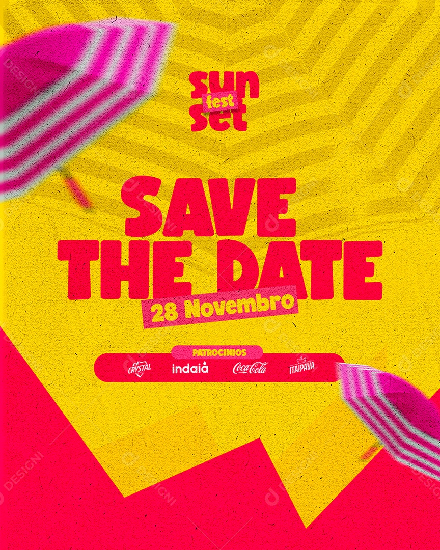 Save The Date 28 de Novembro Sun Set Flyers Social Media PSD Editável
