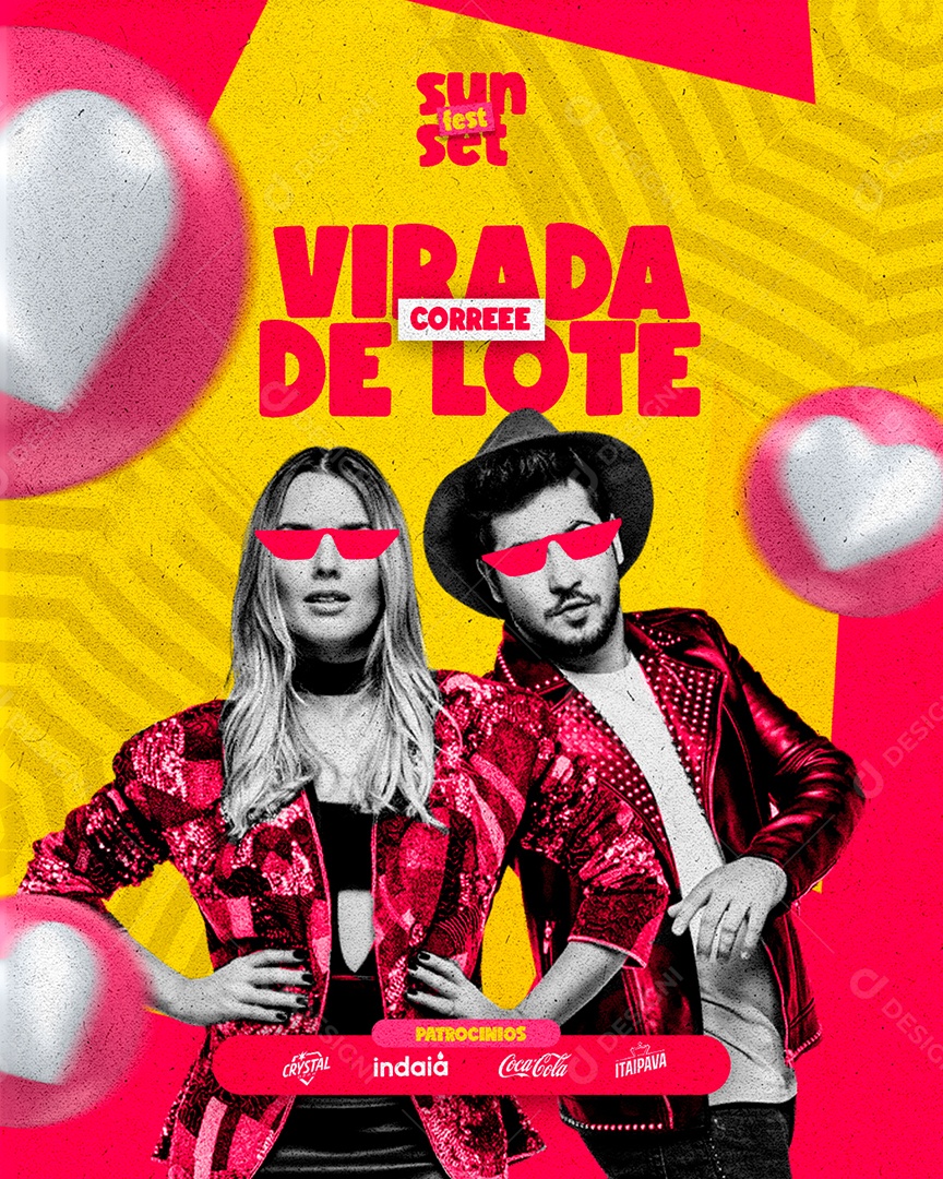 Virada de Lote Corre Sun Set Fest Thaeme e Thiago Flyer Social Media PSD Editável