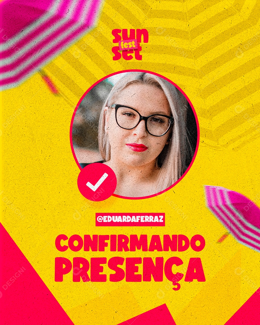 Confirmando Presença Eduarda Ferraz Sun Set Social Media PSD Editável