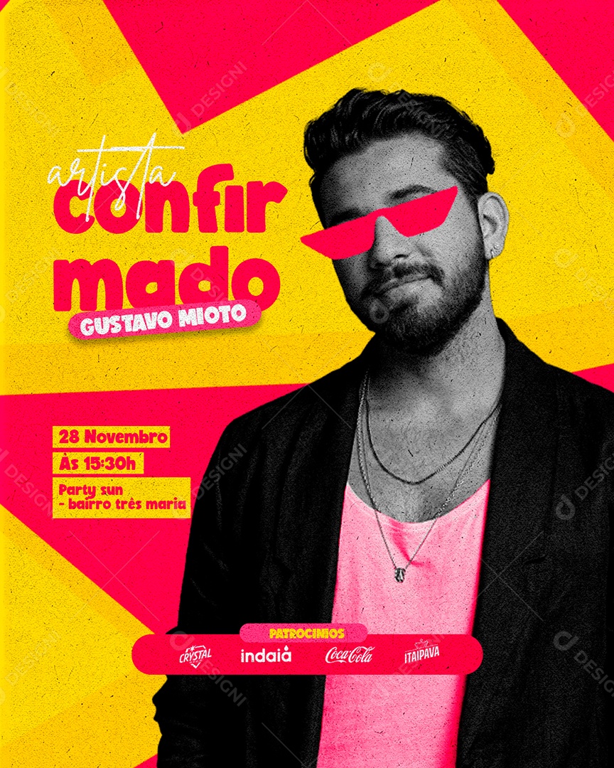 Artista Confirmado Gustavo Mioto Flyer Sun set Fest Social Media PSD Editável