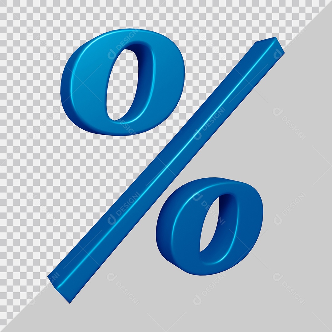Elemento 3D Para Composição Símbolo de Porcentagem Azul PSD