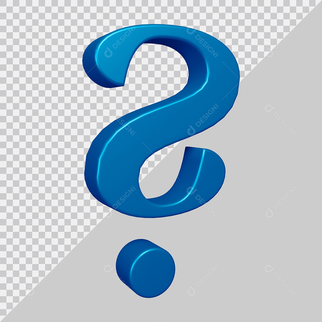 Elemento 3D Para Composição Símbolo de ponto de interrogação Azul PSD