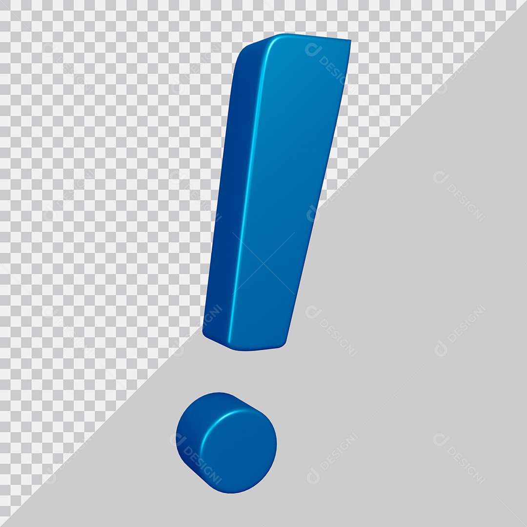 Elemento 3D Para Composição Símbolo de Ponto de Exclamação Azul PSD