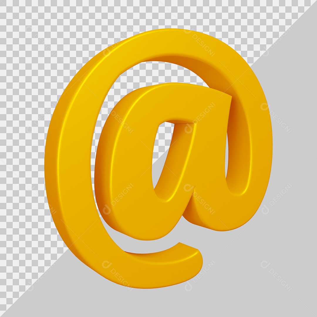 elemento 3D Para Composição Símbolo Arroba Dourado