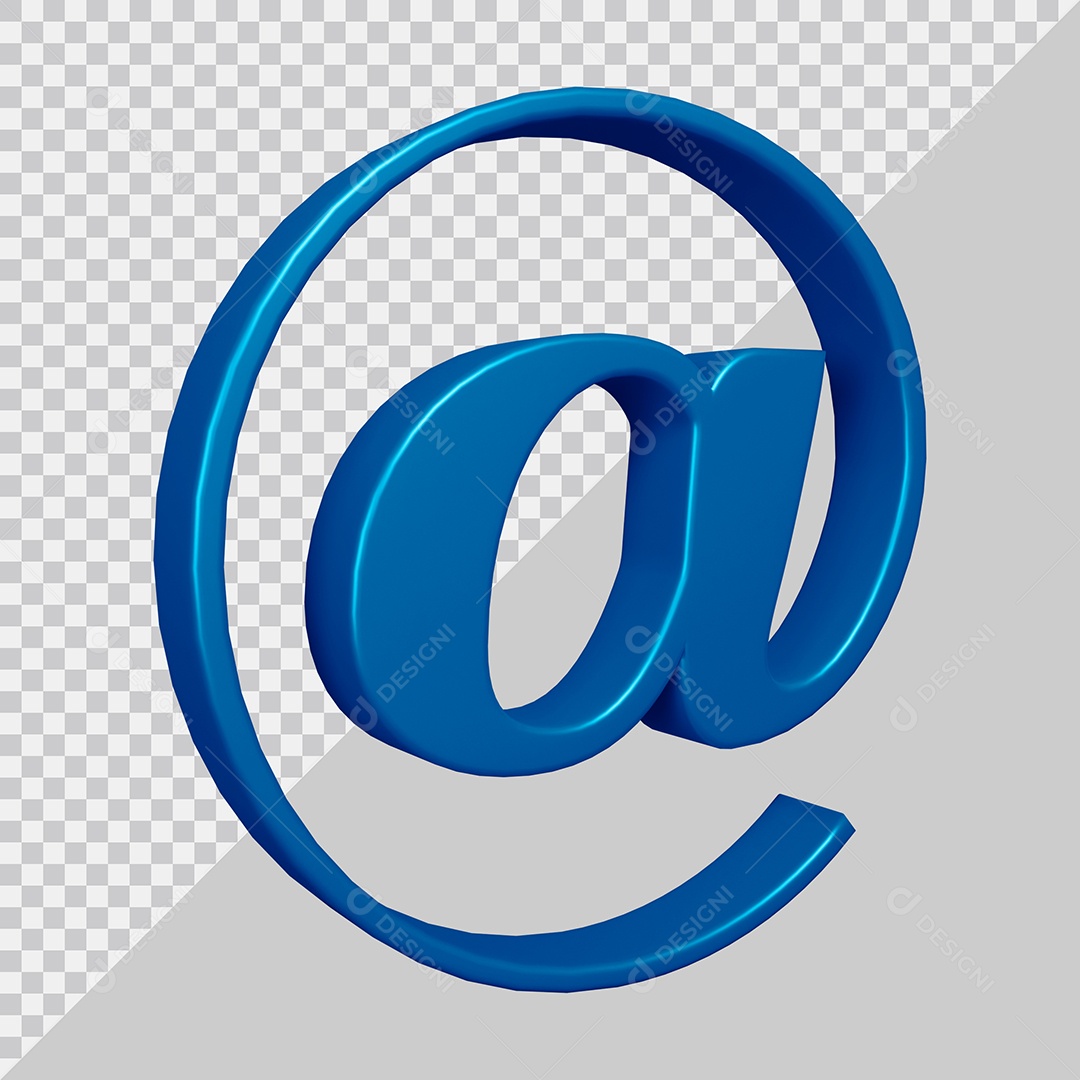 Elemento 3D Para Composição Símbolo Arroba Azul PSD