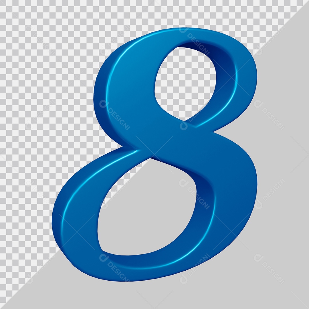 Elemento 3D Para Composição Número 8 Azul PSD