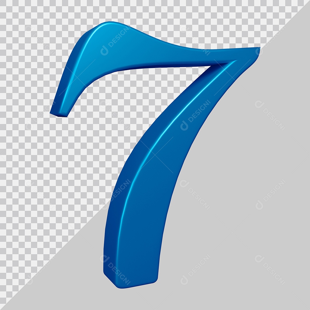 3D Element For Composition Number 7 Blue PSD