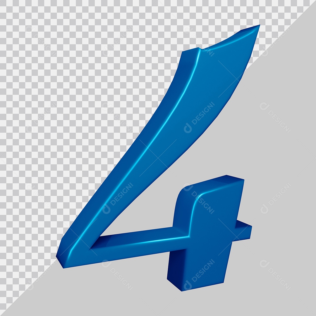 Elemento 3D Para Composição Número 4 Azul PSD