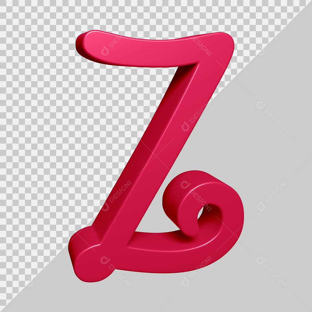 Elemento 3D Para Composição Letra Z Rosa PSD