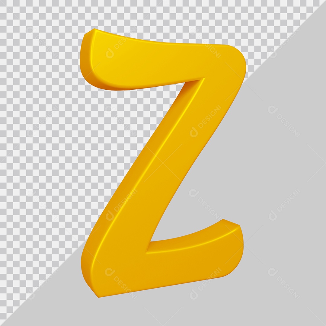 Elemento 3D Para Composição Letra Z Dourado PSD