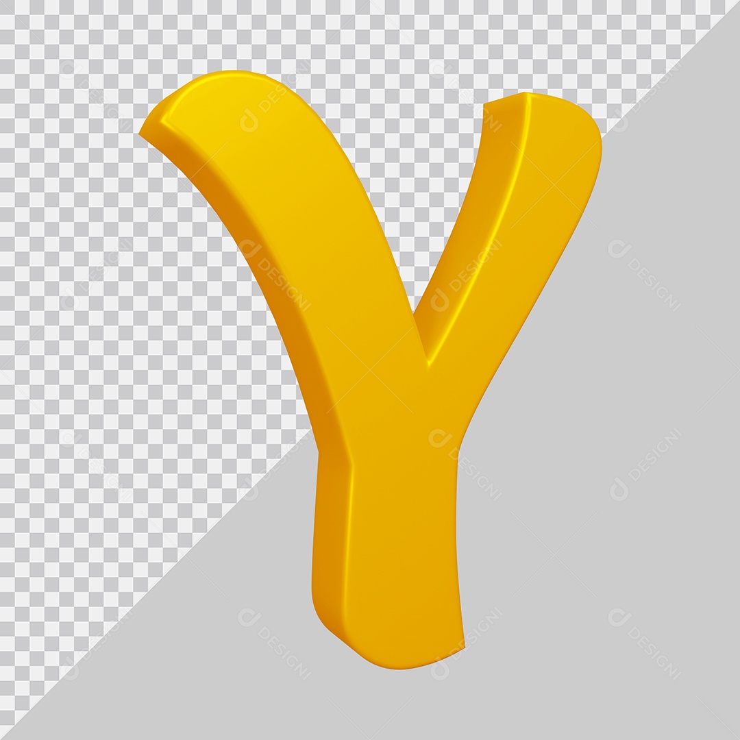 Elemento 3D Para Composição Letra Y Dourado PSD