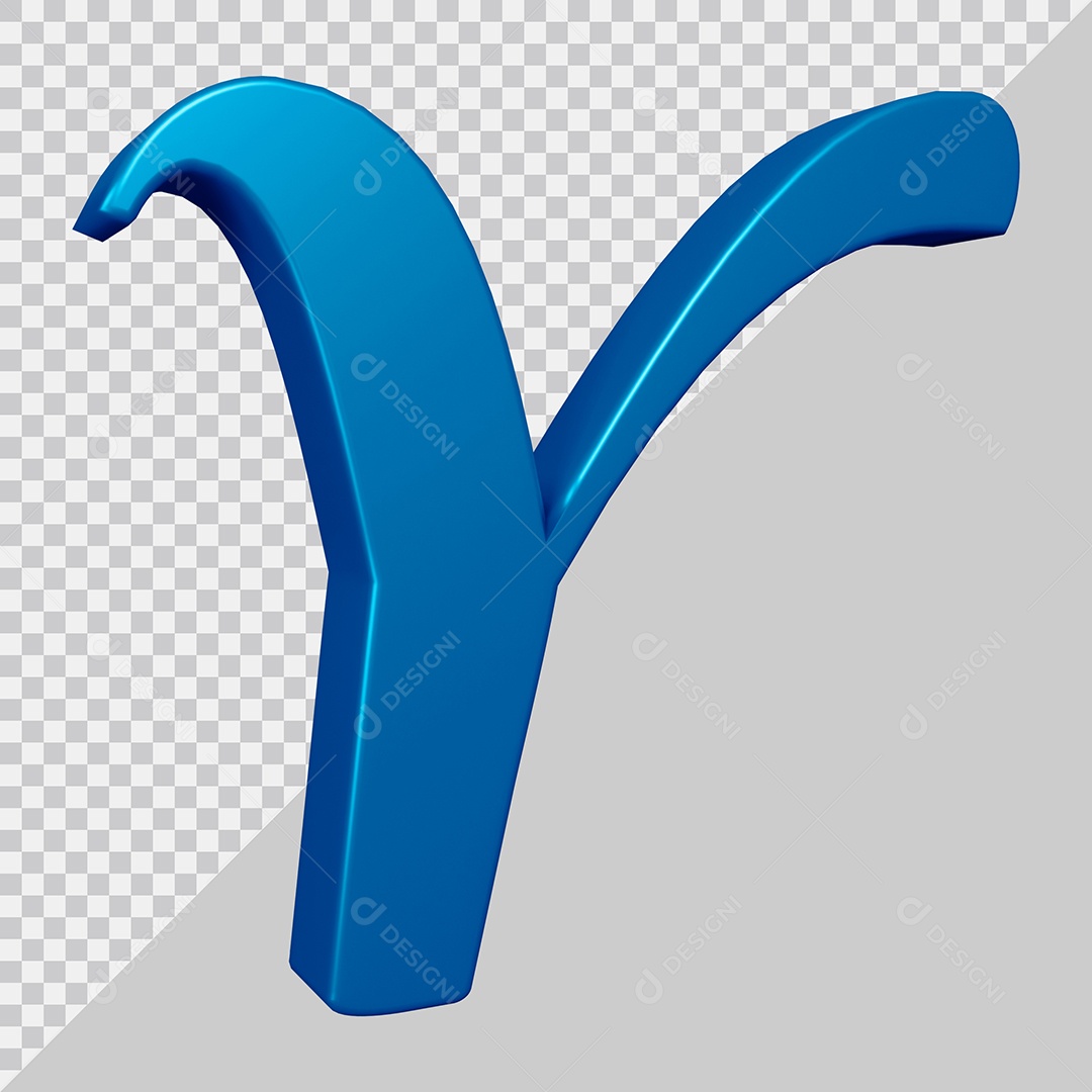 Elemento 3D Para Composição Letra Y Azul PSD