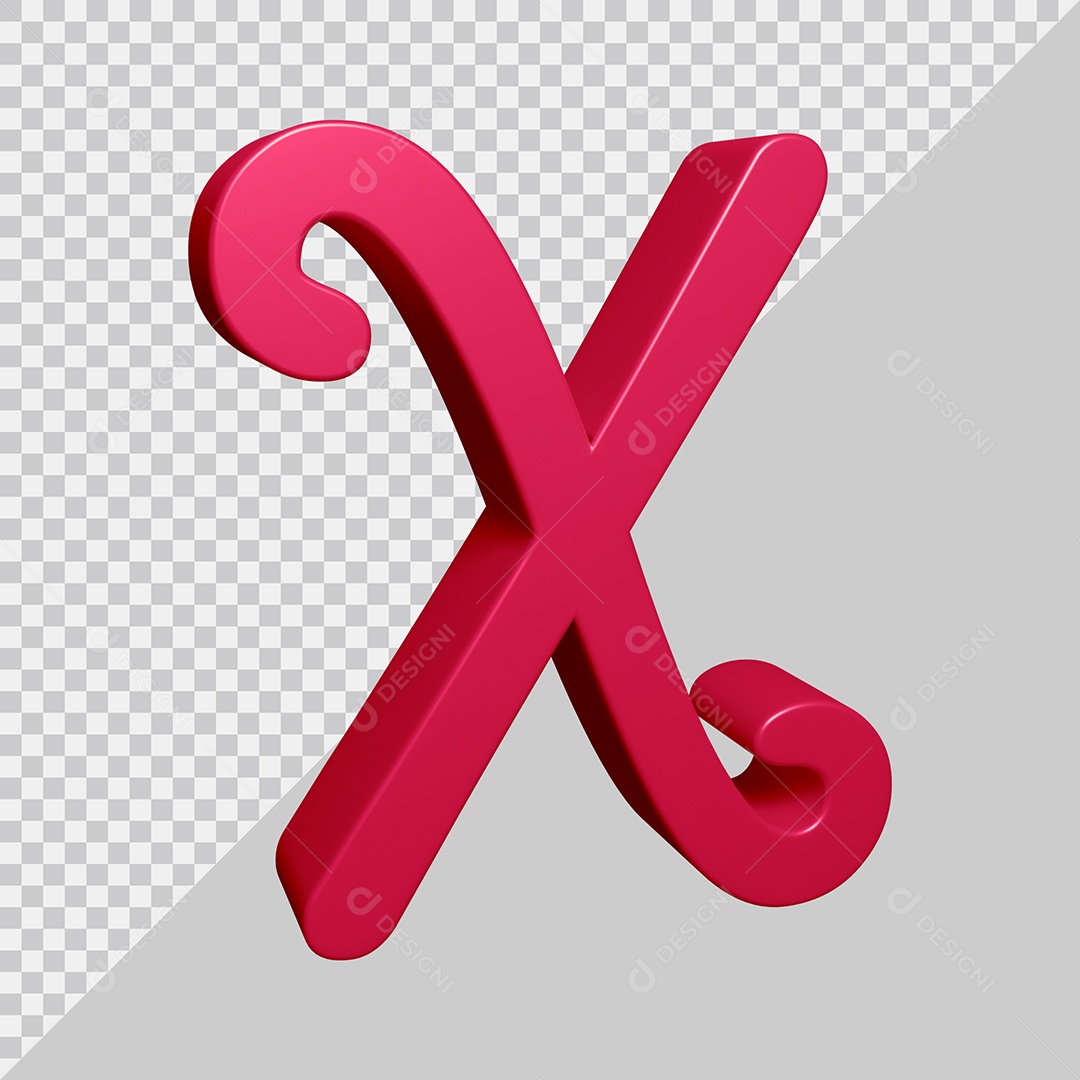 Elemento 3D Para Composição Letra X Rosa PSD