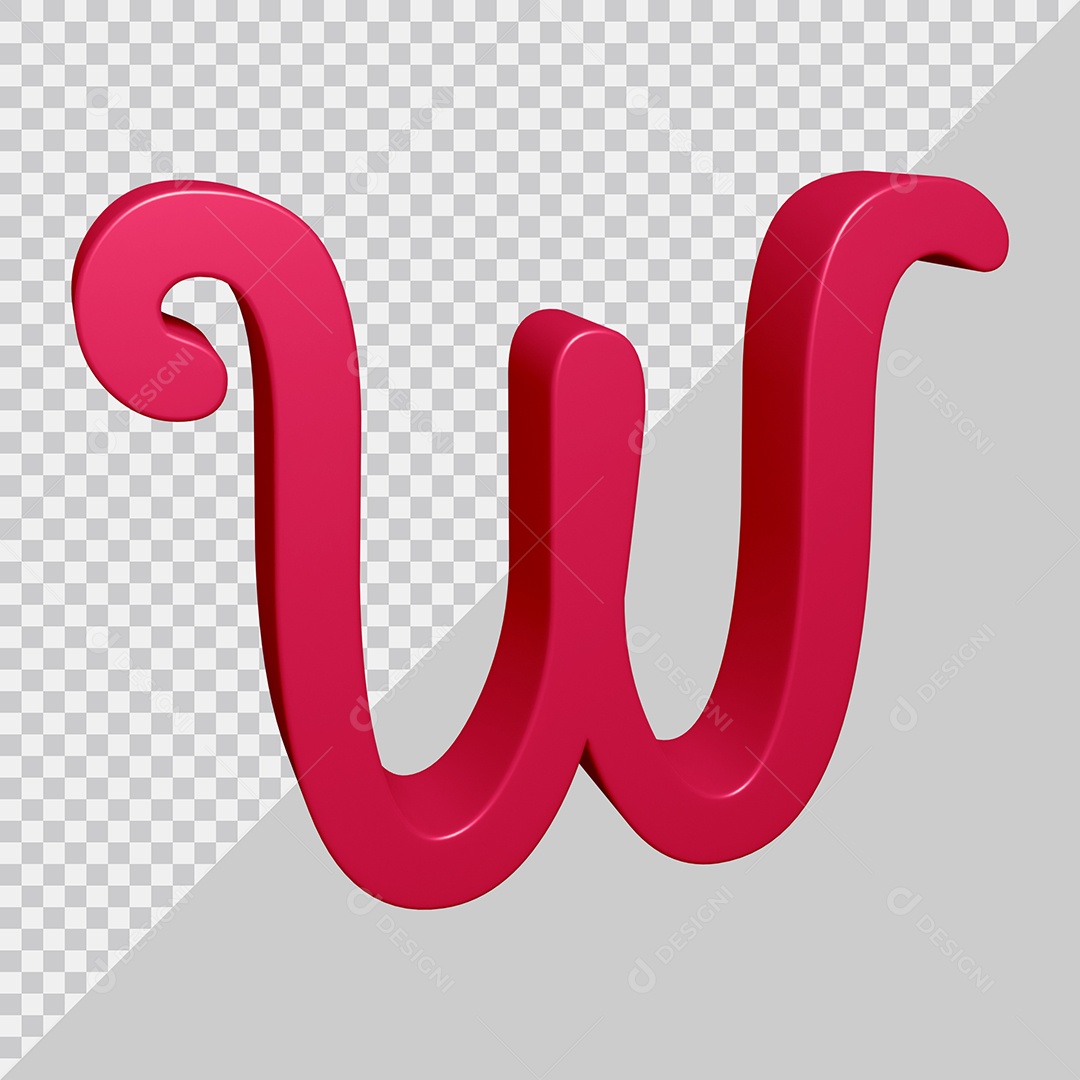 Elemento 3D Para Composição Letra W Rosa PSD