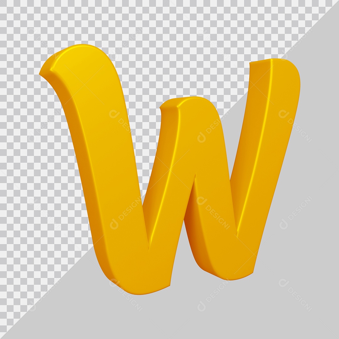 Elemento 3D Para Composição Letra W Dourado PSD
