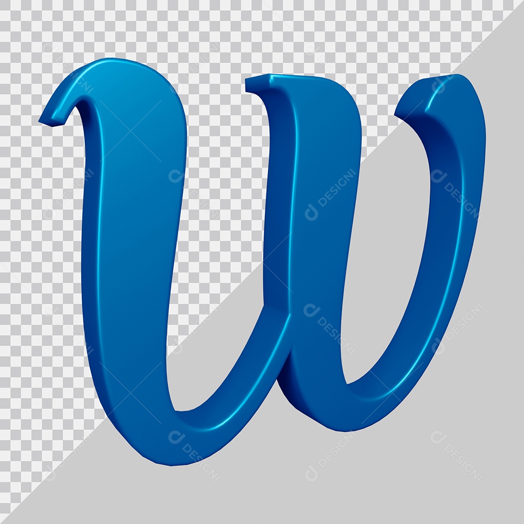 Elemento 3D Para Composição Letra W Azul PSD