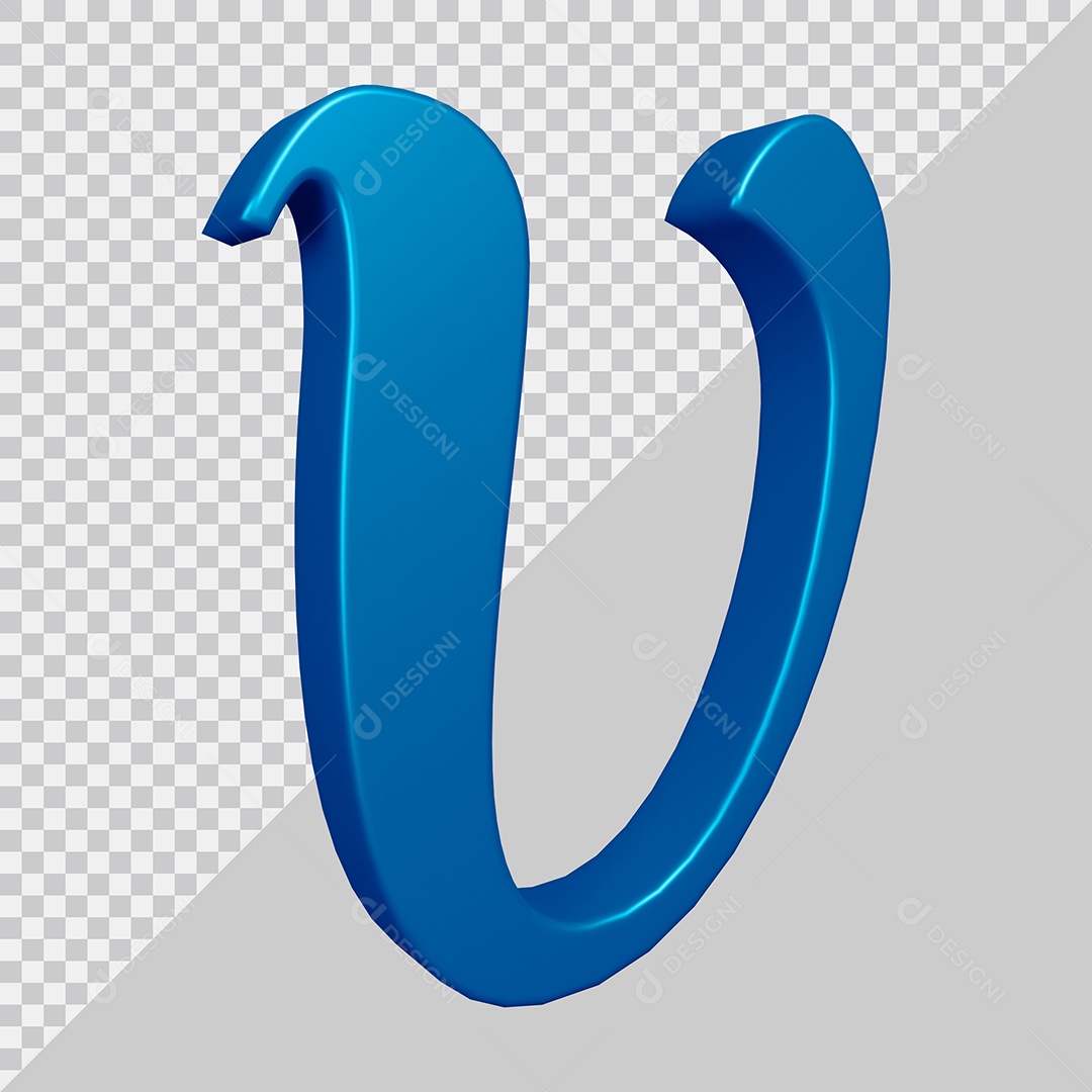 Elemento 3D Para Composição Letra V Azul PSD
