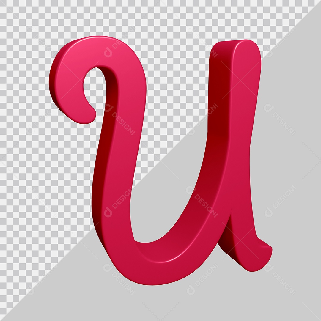 Elemento 3D Para Composição Letra U Rosa PSD