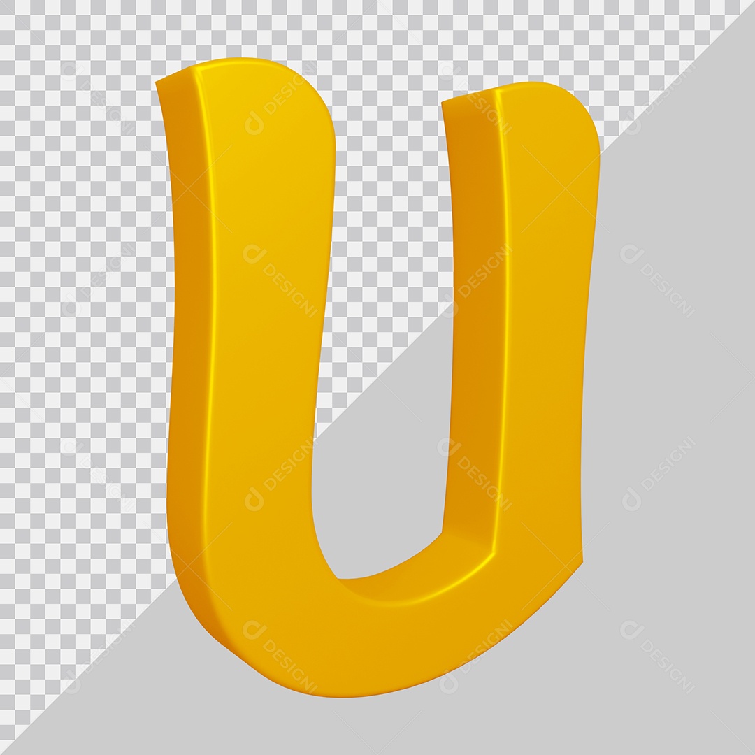 Elemento 3D Para Composição Letra U Dourado PSD