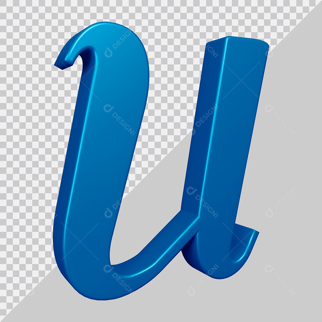 Elemento 3D Para Composição Letra U Azul PSD