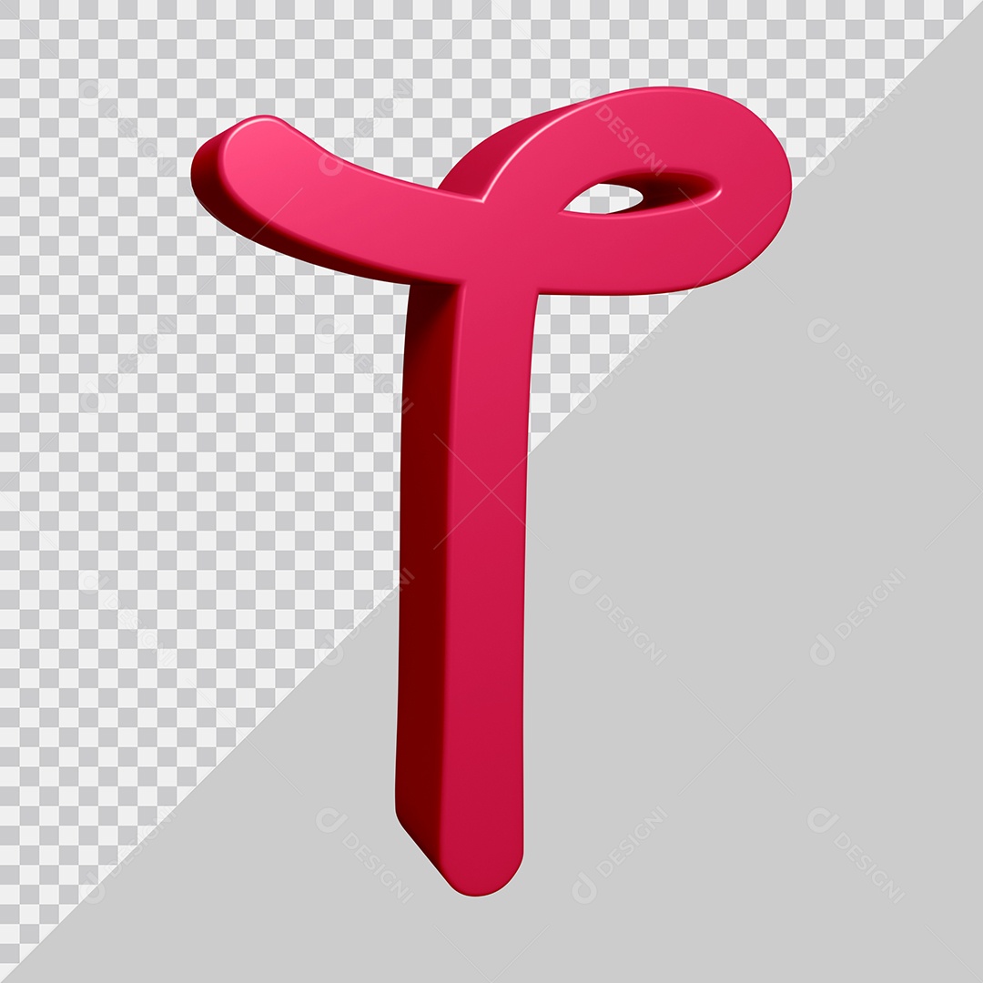 3D Element For Composition Letter T Pink PSD