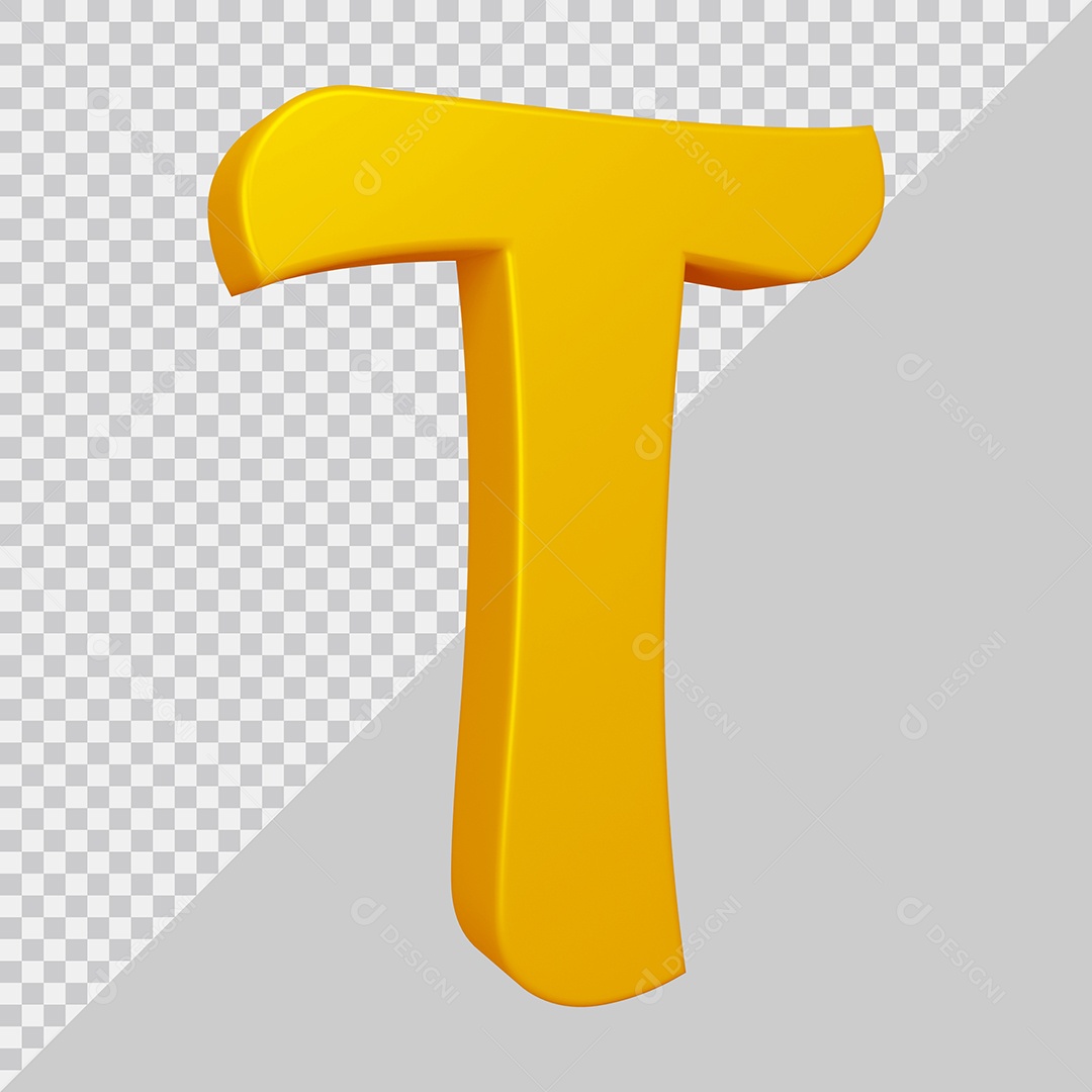 Elemento 3D Para Composição Letra T Dourado PSD